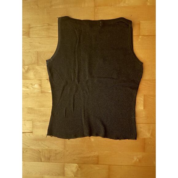 VTG Passport Y2K Beaded Sequin Knit Sleeveless Tank 90s Black L - Picture 5 of 5